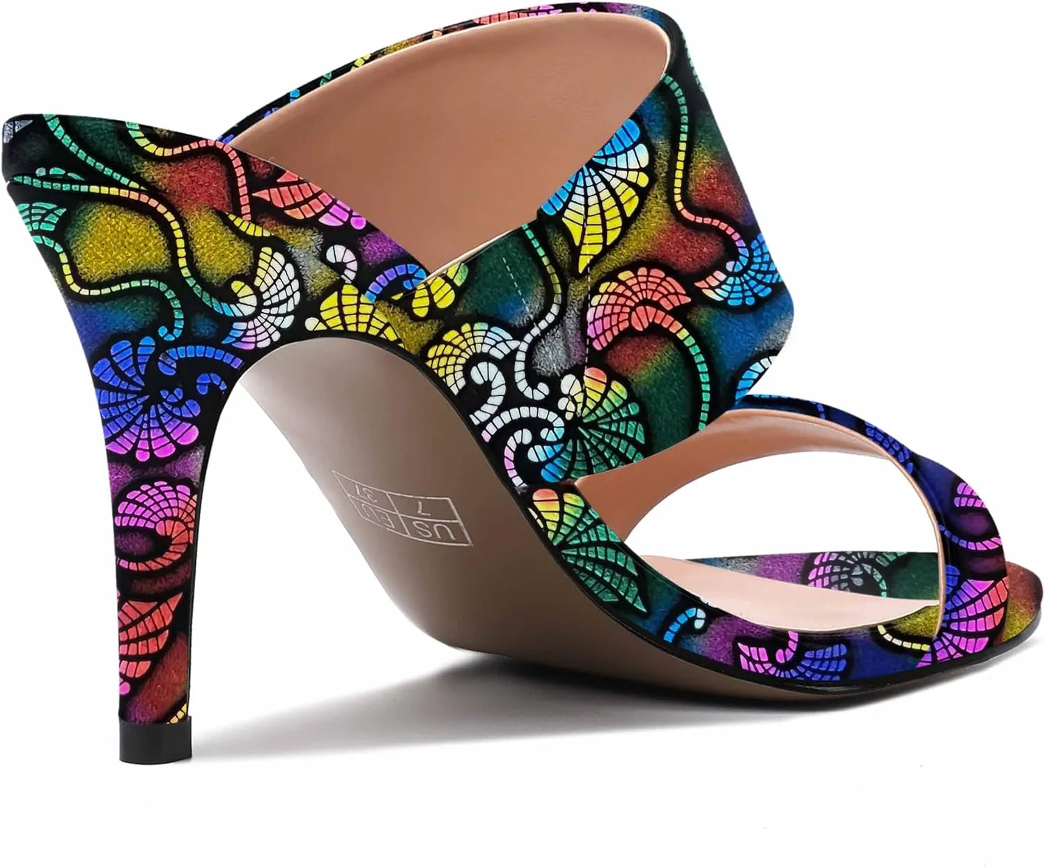 MERRORI Women's Slip On Sexy Party Open Toe Heeled Mule Patent Stiletto High Heel Heeled Sandals 3.3 Inch