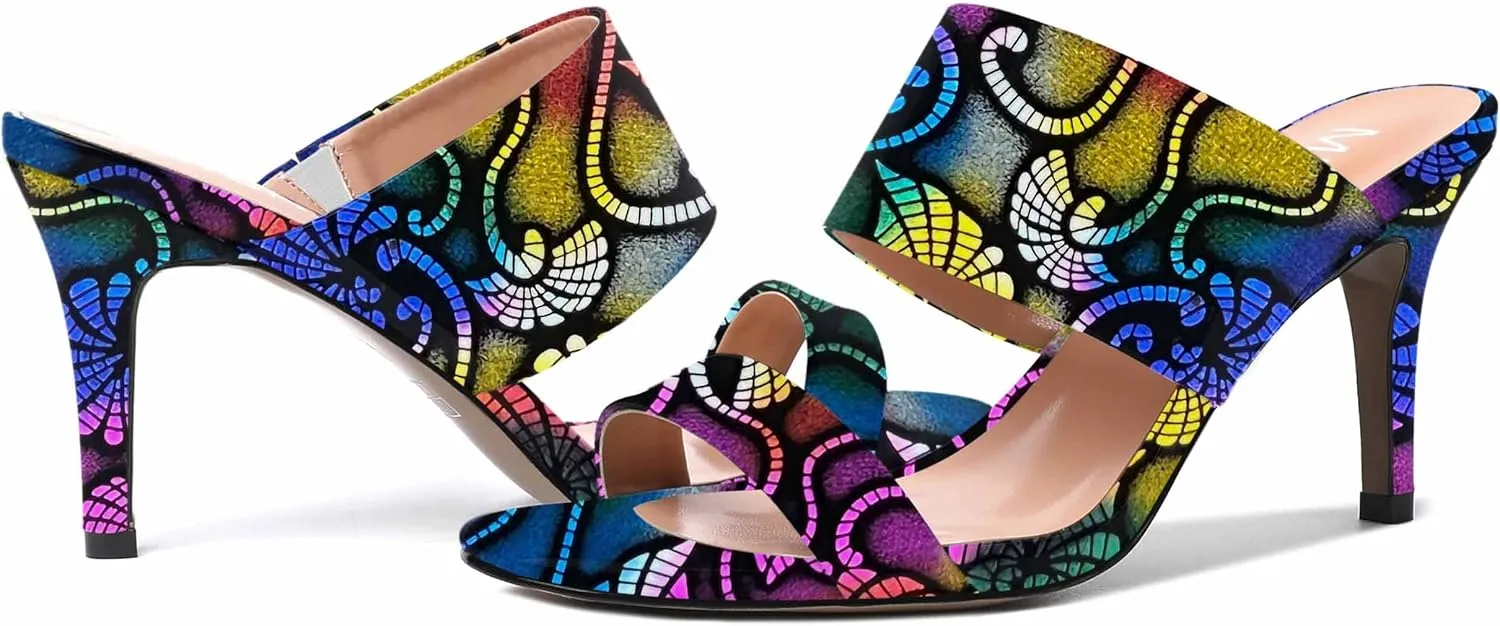 MERRORI Women's Slip On Sexy Party Open Toe Heeled Mule Patent Stiletto High Heel Heeled Sandals 3.3 Inch