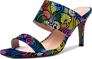 MERRORI Women's Slip On Sexy Party Open Toe Heeled Mule Patent Stiletto High Heel Heeled Sandals 3.3 Inch