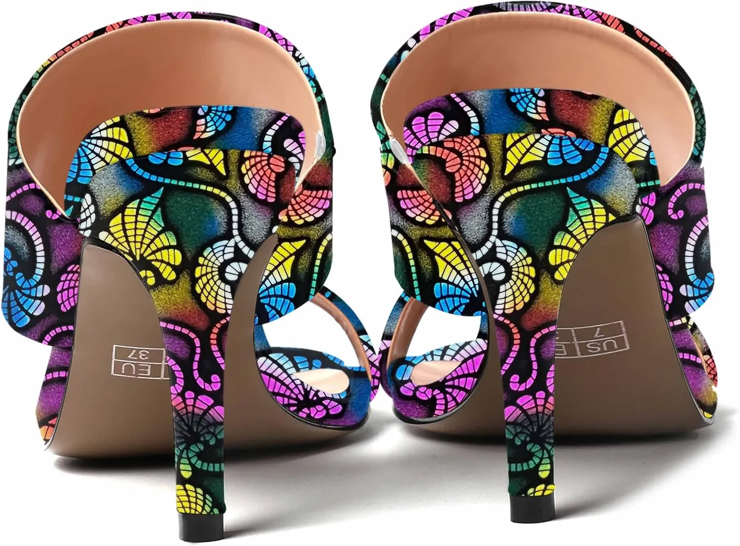 MERRORI Women's Slip On Sexy Party Open Toe Heeled Mule Patent Stiletto High Heel Heeled Sandals 3.3 Inch