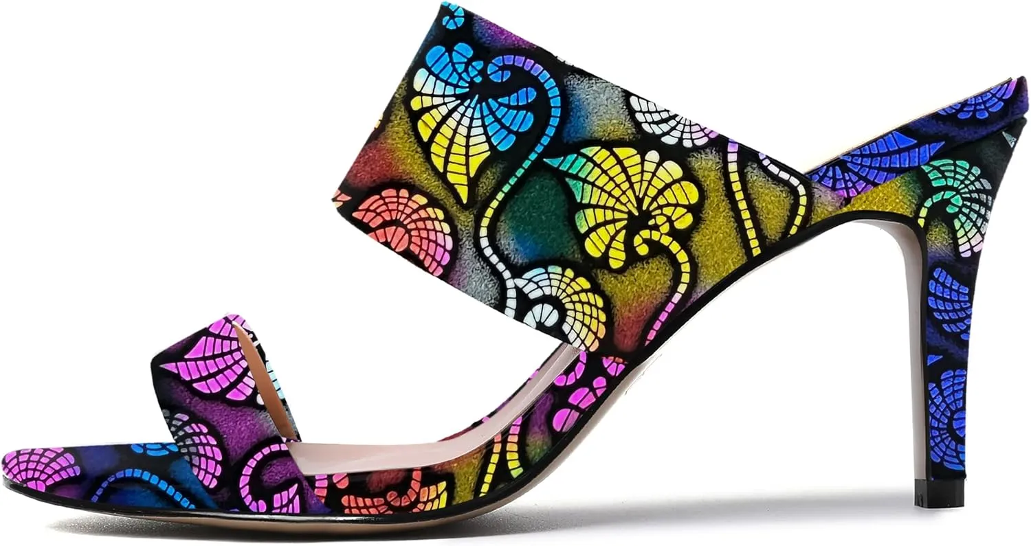 MERRORI Women's Slip On Sexy Party Open Toe Heeled Mule Patent Stiletto High Heel Heeled Sandals 3.3 Inch