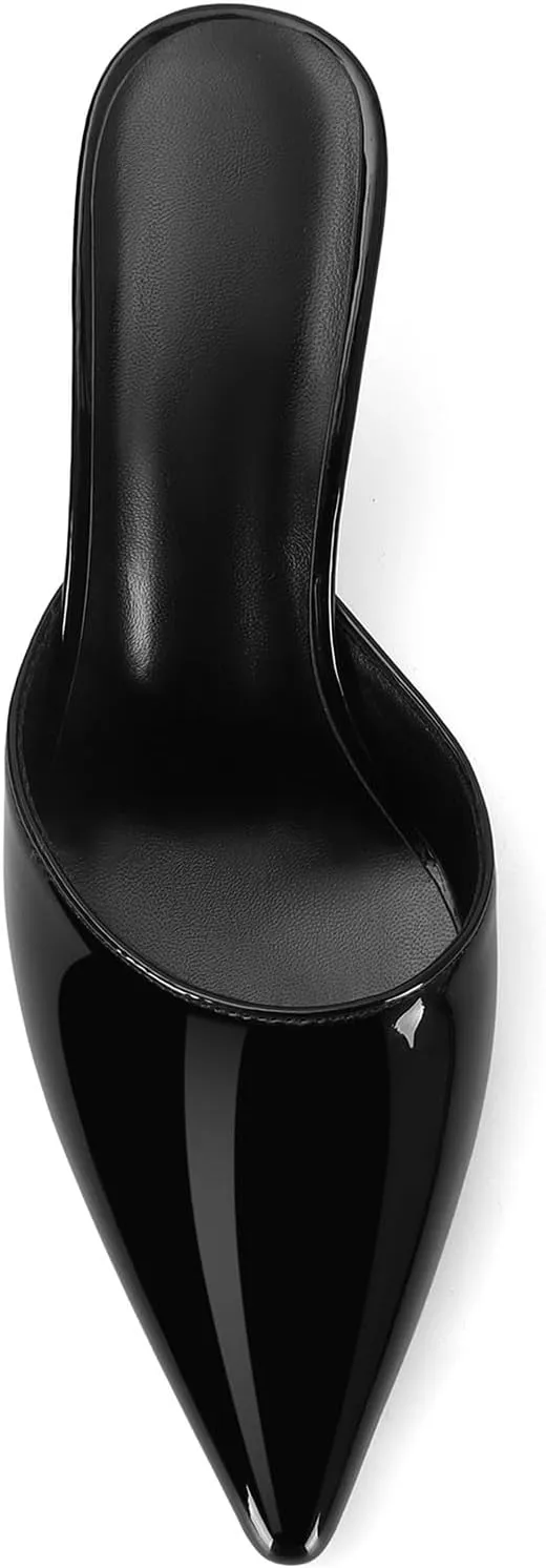 Mesh Kitten Heels Mules for Women Closed Pointed Toe Slip on Backless Stiletto Slingback Low Heels Comfort Pumps Shoes