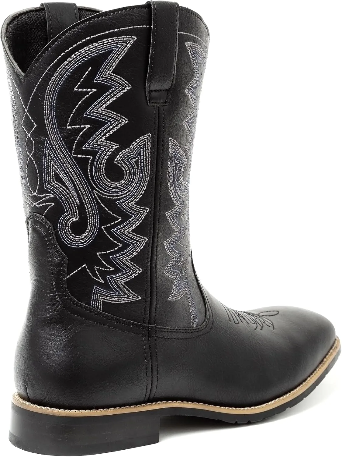 Metrocharm Men's Cowboy Western-02 Embroidered Square Toe Mid-Calf Boots