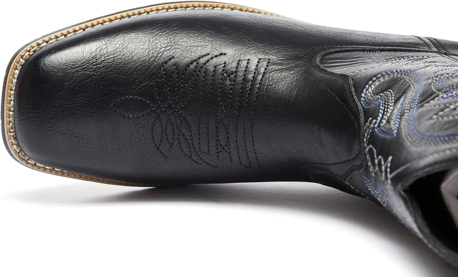 Metrocharm Men's Cowboy Western-02 Embroidered Square Toe Mid-Calf Boots