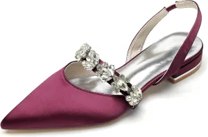 Minishion Ladies Girls Evening Flats Slingback Mary Jane Style Wedding Party Mules Shoes with Rhinestone BR248