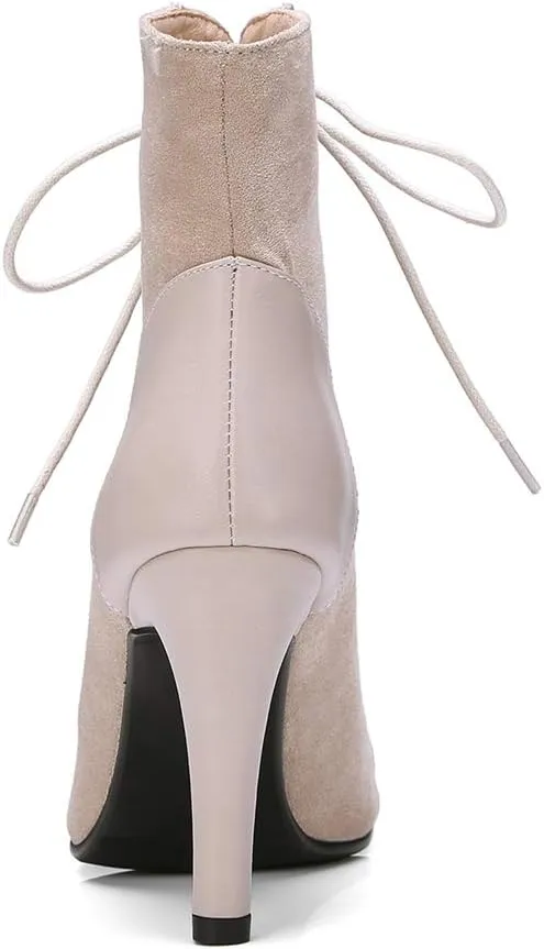 MIOKE Women's Peep Toe Dance Stilettos High Heels Sandals Fashion Sexy Lace Up Ladies Dress Pumps Ankle Booties