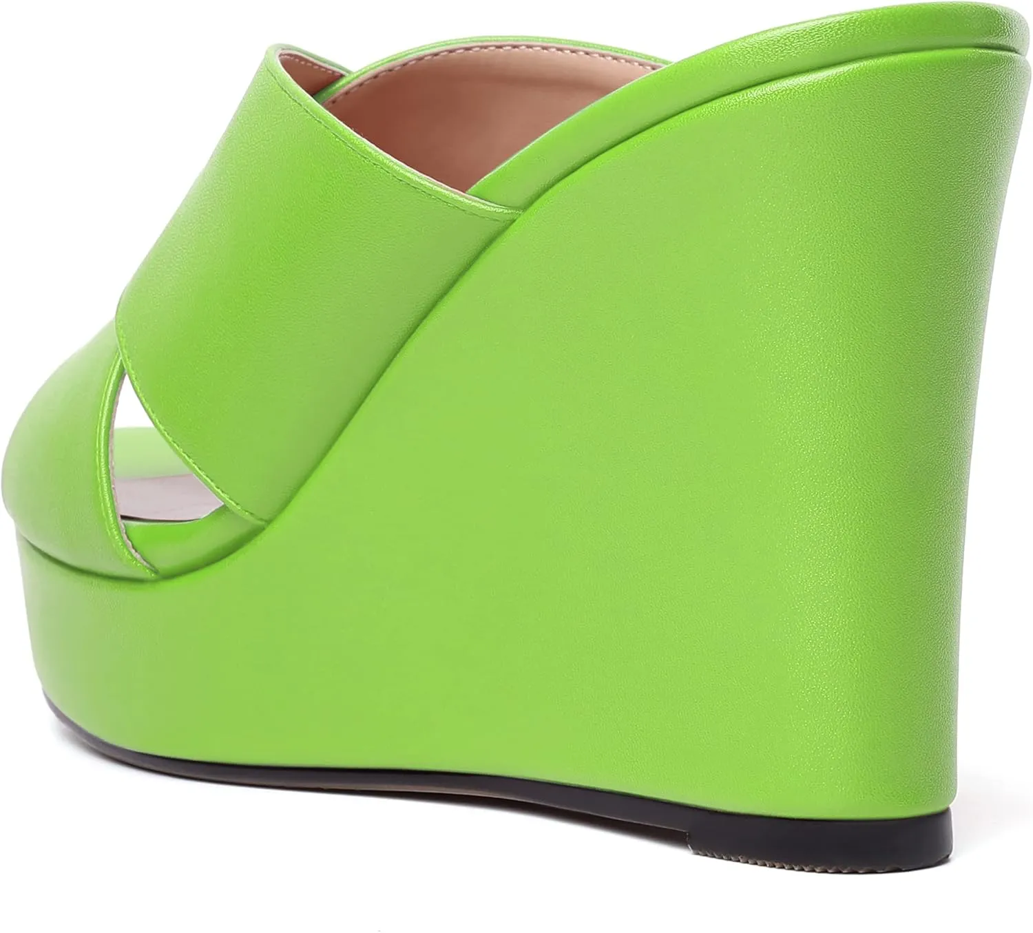 MODENCOCO Womens Open Toe Fashion Matte Slip On Platform Casual Wedge High Heel Heeled Dressy Sandals 4 Inch