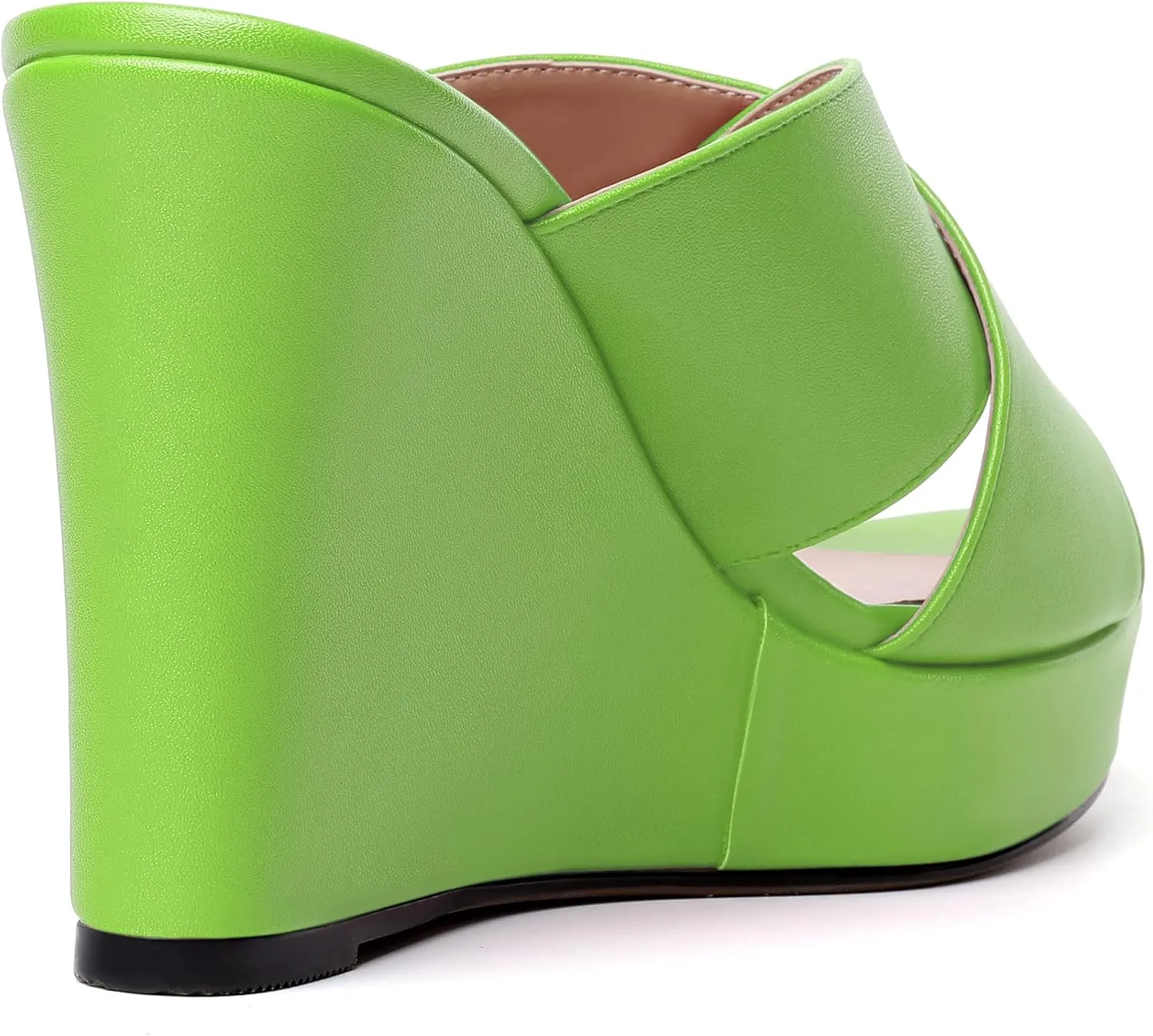 MODENCOCO Womens Open Toe Fashion Matte Slip On Platform Casual Wedge High Heel Heeled Dressy Sandals 4 Inch