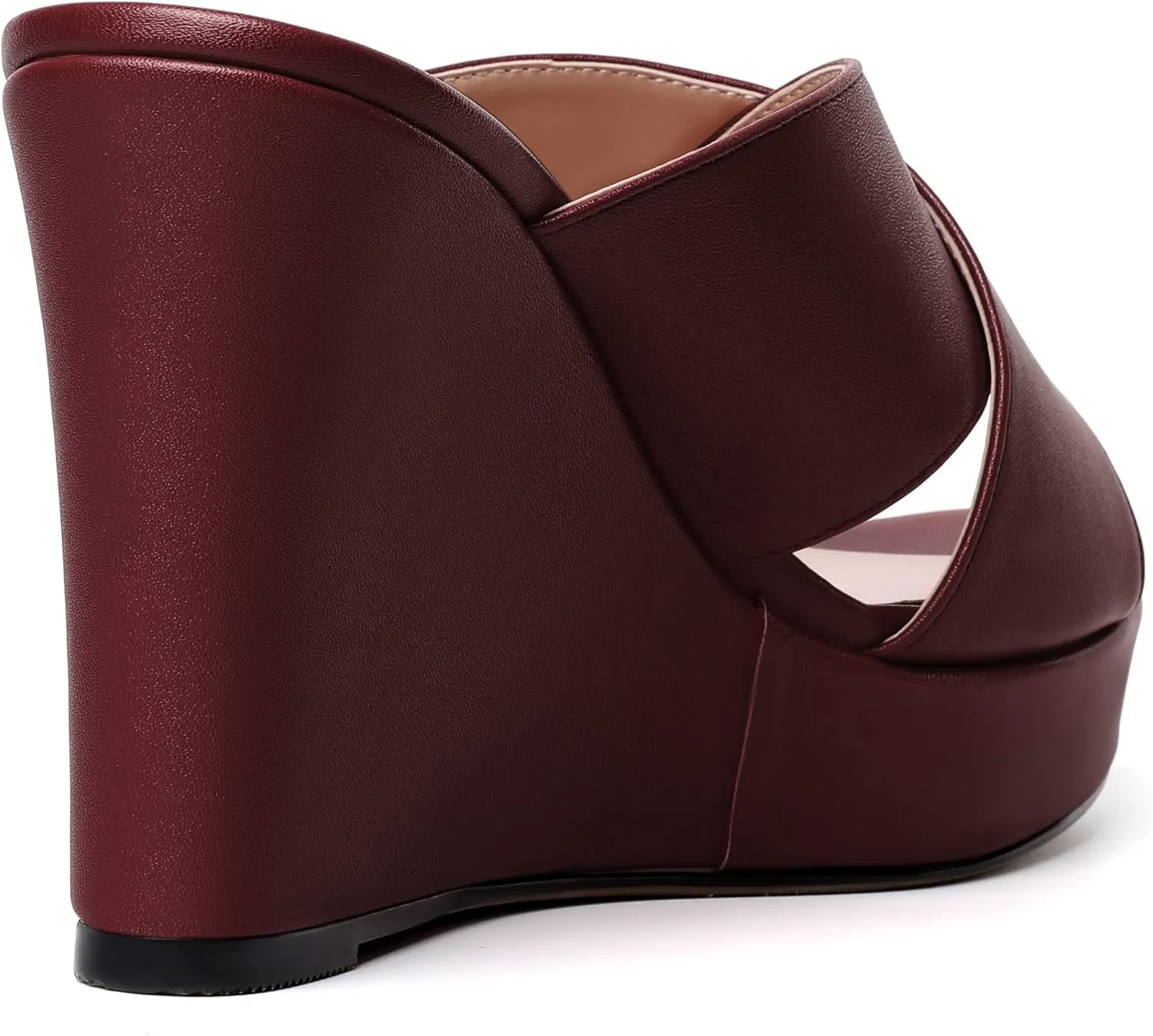 MODENCOCO Womens Open Toe Fashion Matte Slip On Platform Casual Wedge High Heel Heeled Dressy Sandals 4 Inch