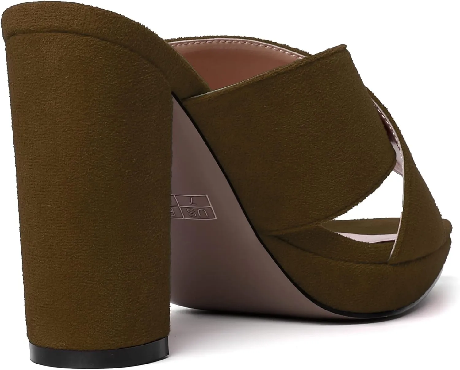 MODENCOCO Womens Sexy Evening Open Toe Slip On Platform Slide Suede Block High Heel Heeled Sandals 4 Inch