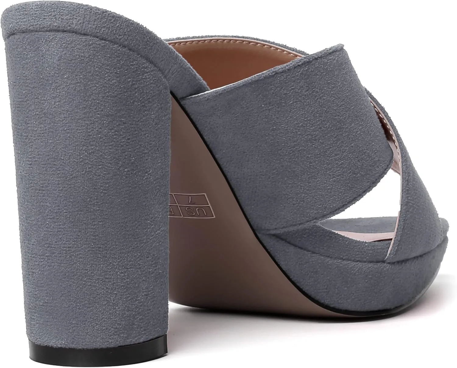 MODENCOCO Womens Sexy Evening Open Toe Slip On Platform Slide Suede Block High Heel Heeled Sandals 4 Inch