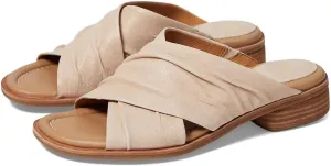 MOOMMO Women Casual Low Heel Mules Open Round Toe Cross Strap Sandals Comfort Walking Sandal Flats 1 inch Low Chunky Heel Dress Mule Shoes Mule Heels Criss Cross Street Travel Beach 4-11 M US