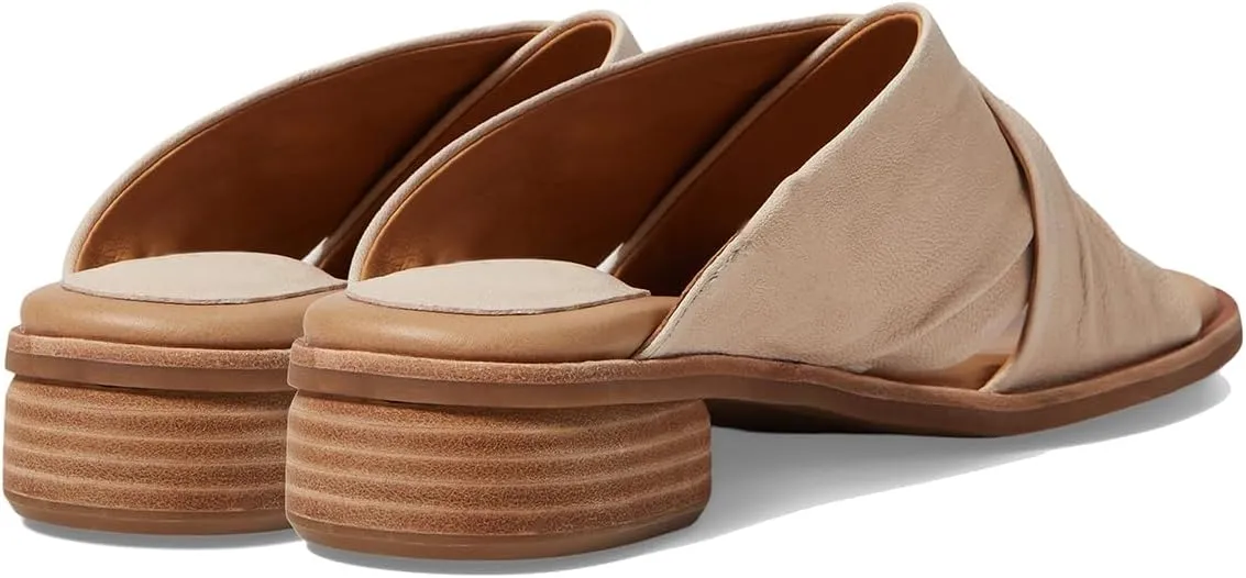 MOOMMO Women Casual Low Heel Mules Open Round Toe Cross Strap Sandals Comfort Walking Sandal Flats 1 inch Low Chunky Heel Dress Mule Shoes Mule Heels Criss Cross Street Travel Beach 4-11 M US
