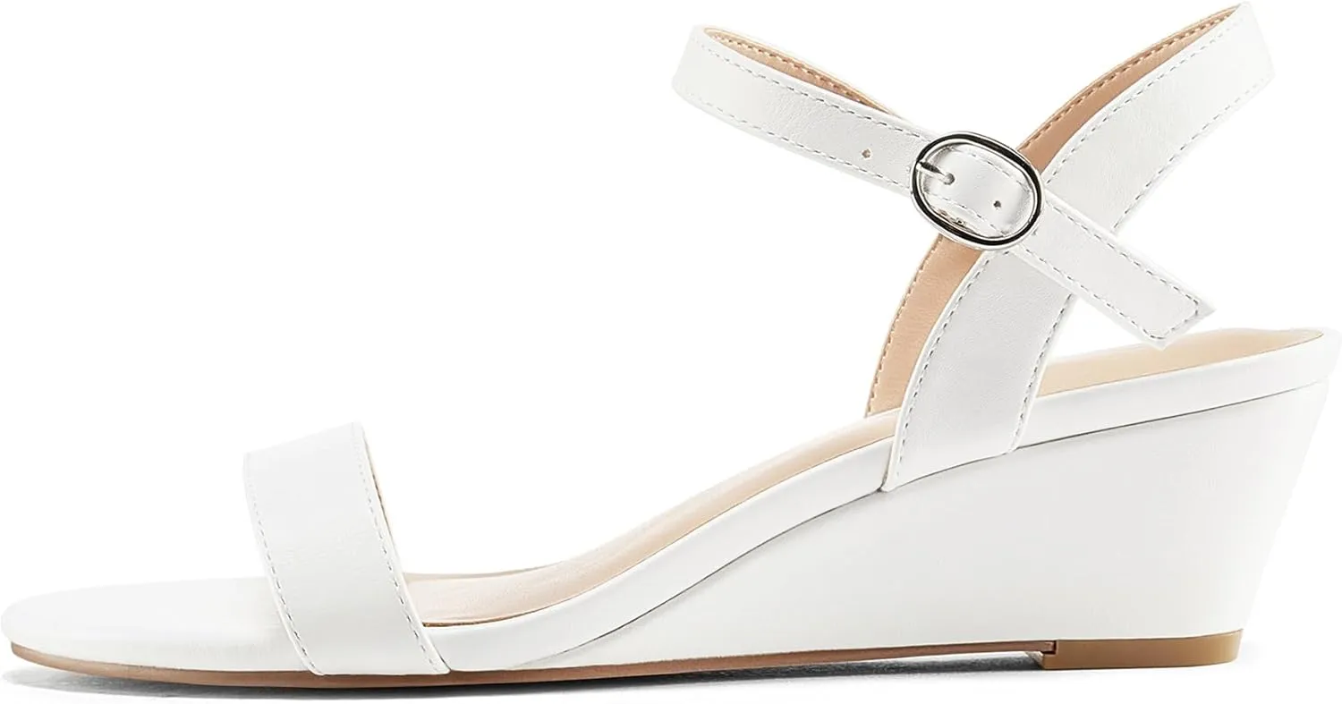 mysoft Women's Wedge Sandals 2 Inch Low Heel Open Toe Ankle Strap Summer Wedding Party Dress Shoes