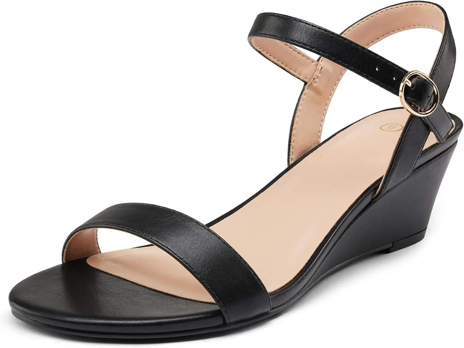 mysoft Women's Wedge Sandals 2 Inch Low Heel Open Toe Ankle Strap Summer Wedding Party Dress Shoes