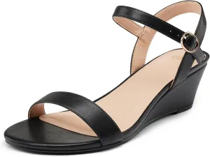 mysoft Women's Wedge Sandals 2 Inch Low Heel Open Toe Ankle Strap Summer Wedding Party Dress Shoes