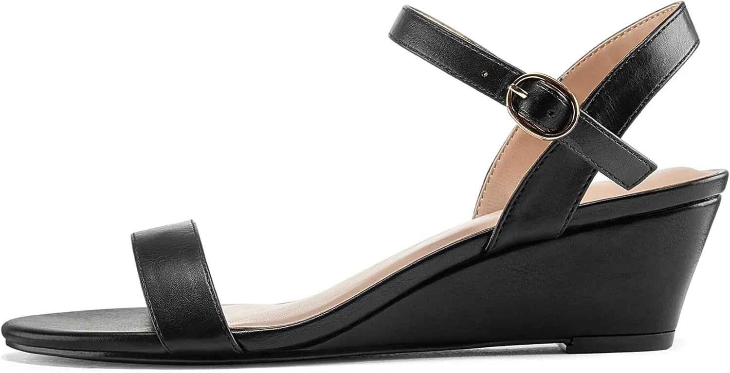 mysoft Women's Wedge Sandals 2 Inch Low Heel Open Toe Ankle Strap Summer Wedding Party Dress Shoes