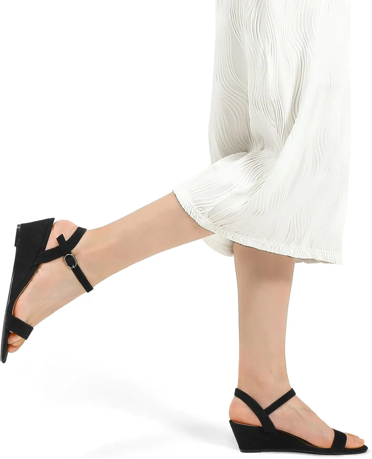 mysoft Women's Wedge Sandals 2 Inch Low Heel Open Toe Ankle Strap Summer Wedding Party Dress Shoes