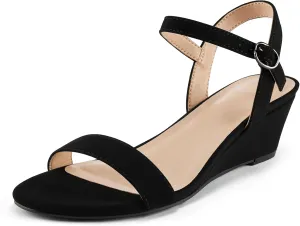 mysoft Women's Wedge Sandals 2 Inch Low Heel Open Toe Ankle Strap Summer Wedding Party Dress Shoes