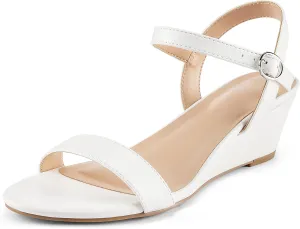 mysoft Women's Wedge Sandals 2 Inch Low Heel Open Toe Ankle Strap Summer Wedding Party Dress Shoes