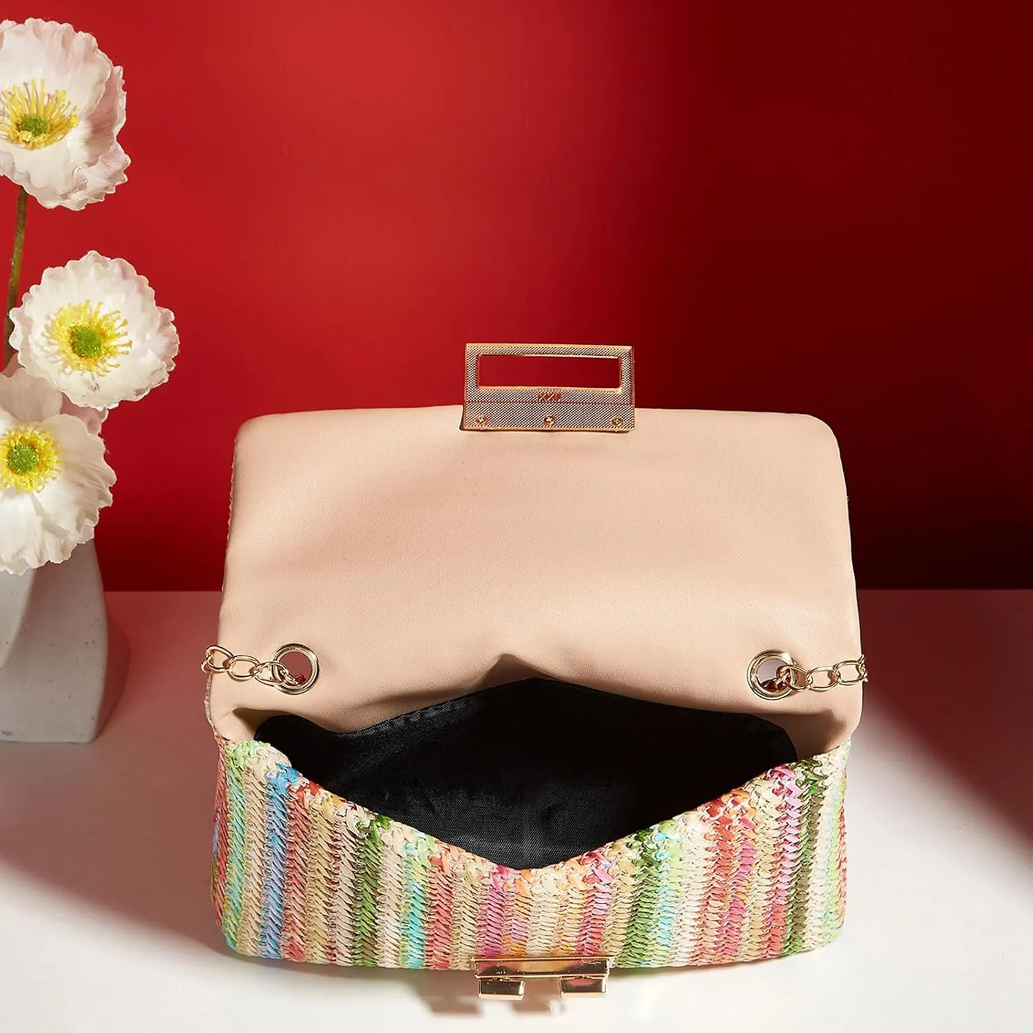 Natural Straw Flat Clutch Women 2024 Boho Purse Top Handle Crossbody Handbag Stylish Woven Envelope Wallet Evening