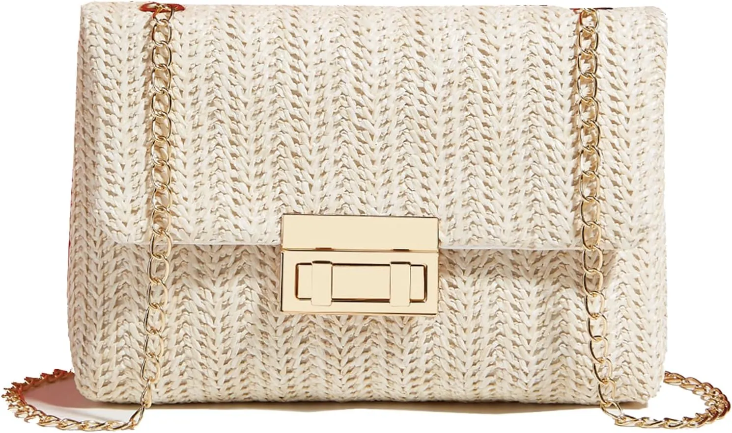 Natural Straw Flat Clutch Women 2024 Boho Purse Top Handle Crossbody Handbag Stylish Woven Envelope Wallet Evening