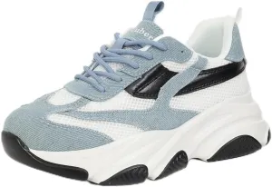 Niluber Women's Chunky Platform Sneakers-Slip On Breathable Running Shoes-Lightweight Glitter Rhinestone White Black Walking Shoes