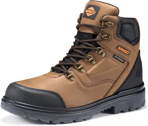 NINGO Mens Steel Toe Work Boots, Waterproof Heavy-Duty Safety Boots with Puncture Protection, Oil & Slip Resistant, Round Toe Construction Boots with Breathable Lining, EH Protection, for Industrial