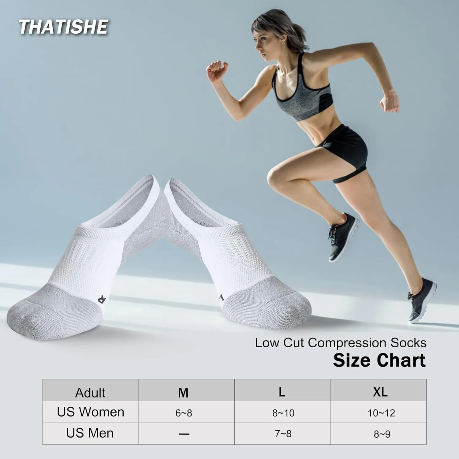 No Show Socks Women's Running Low Cut/Ankle Compression Athletic Socks 5-Pairs