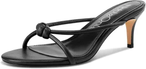 NobleOnly Women's Black Kitten Heel Mule Sandals, 2.4 Inches, Open Toe, Slip On, Party, Prom, Wedding, Evening, Classic Style