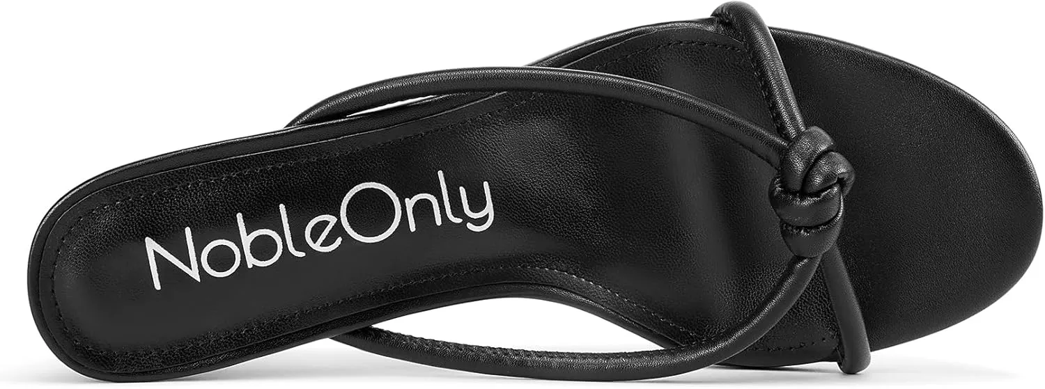 NobleOnly Women's Black Kitten Heel Mule Sandals, 2.4 Inches, Open Toe, Slip On, Party, Prom, Wedding, Evening, Classic Style