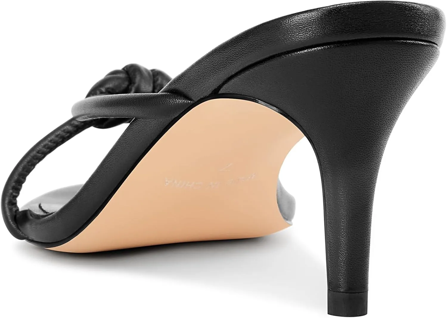 NobleOnly Women's Black Kitten Heel Mule Sandals, 2.4 Inches, Open Toe, Slip On, Party, Prom, Wedding, Evening, Classic Style