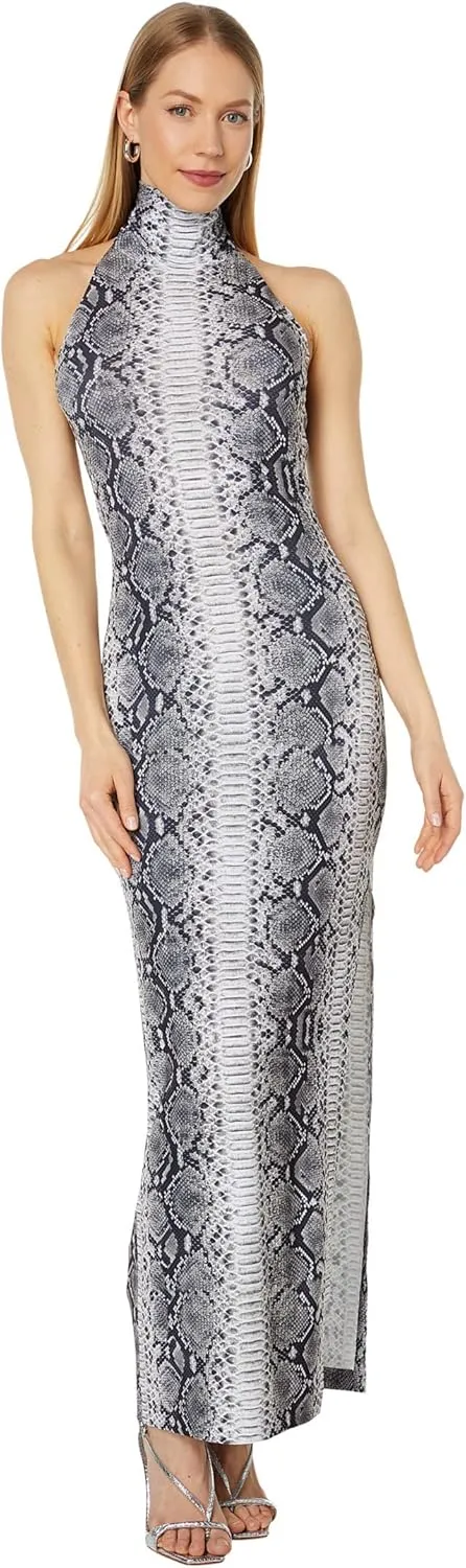 Norma Kamali Women's Halter Turtle Side Slit Gown
