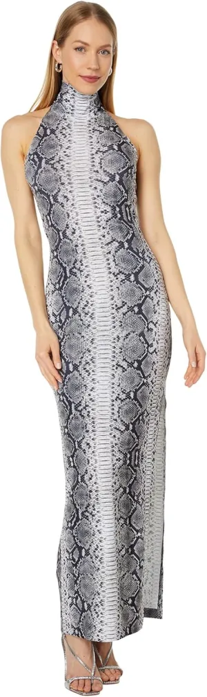 Norma Kamali Women's Halter Turtle Side Slit Gown