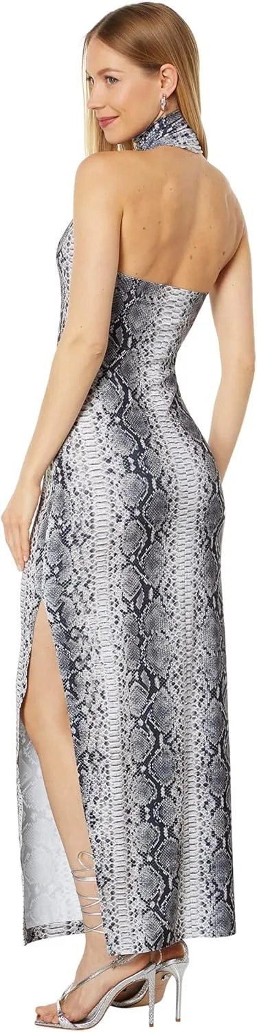 Norma Kamali Women's Halter Turtle Side Slit Gown