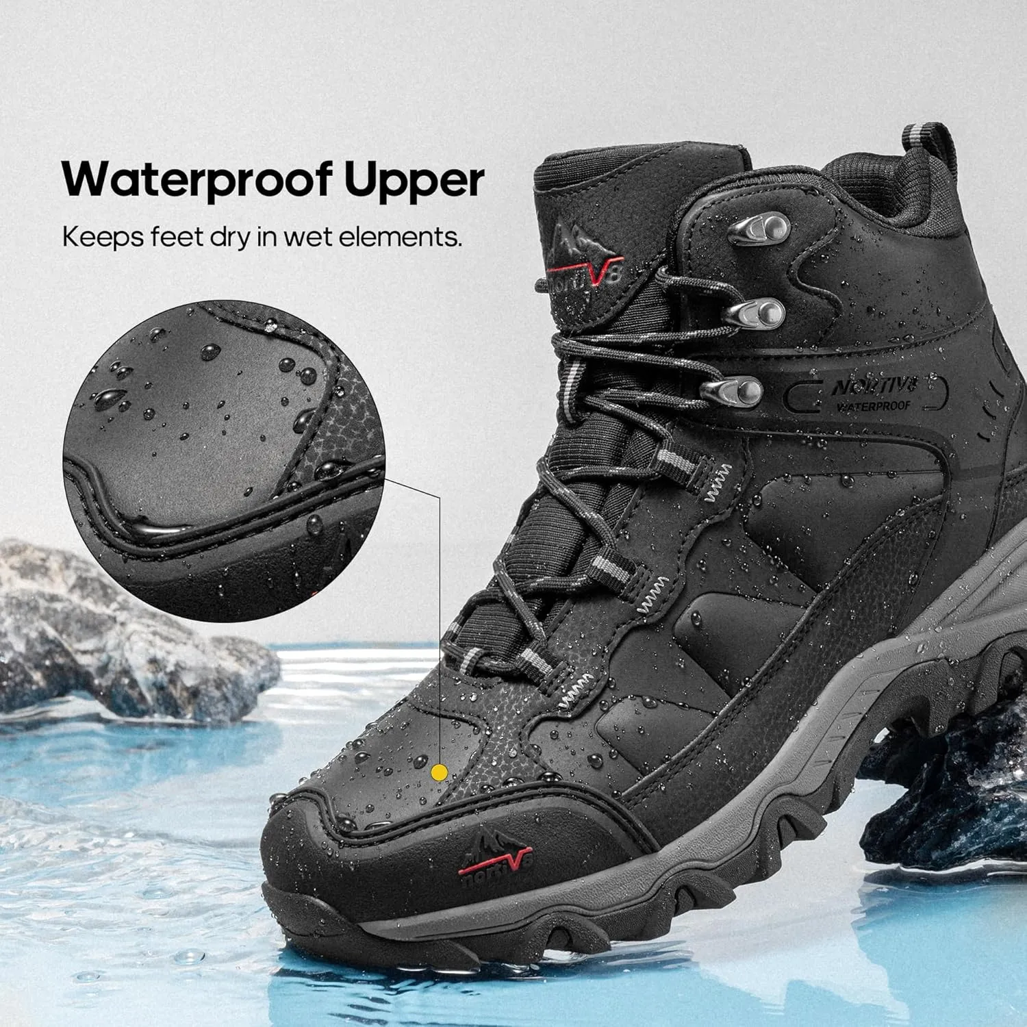NORTIV 8 Men's Waterproof Hiking Boots Outdoor Mid Trekking Lightweight Mountaineering Shoes Paladin