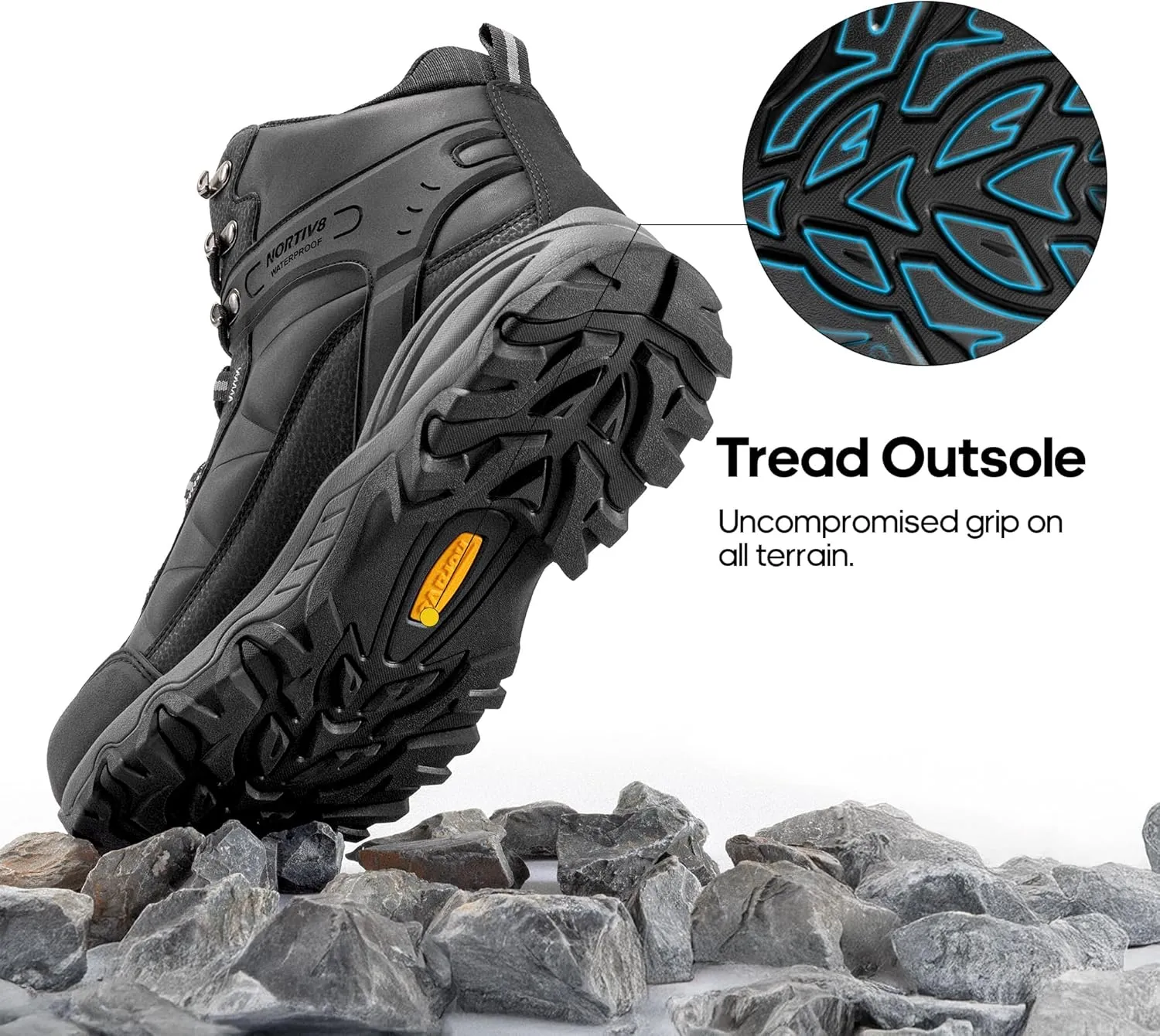 NORTIV 8 Men's Waterproof Hiking Boots Outdoor Mid Trekking Lightweight Mountaineering Shoes Paladin