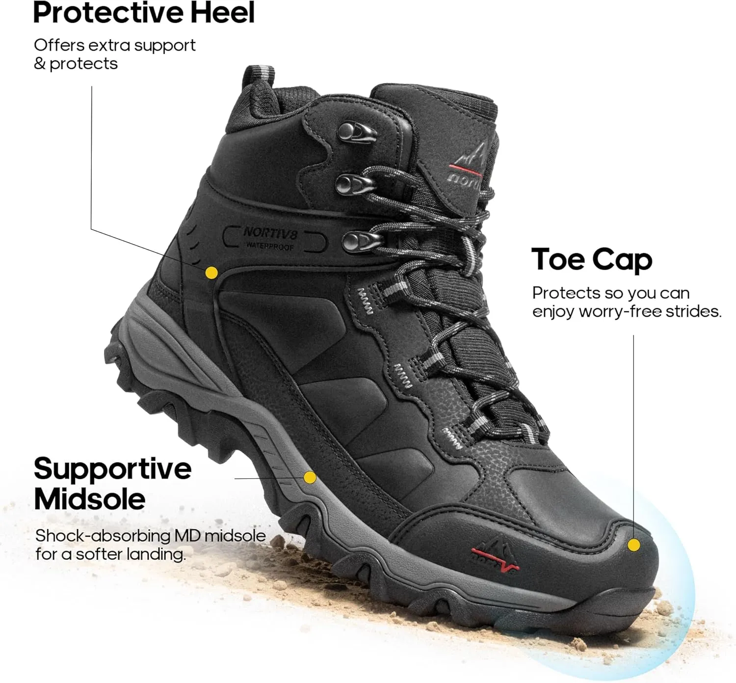 NORTIV 8 Men's Waterproof Hiking Boots Outdoor Mid Trekking Lightweight Mountaineering Shoes Paladin
