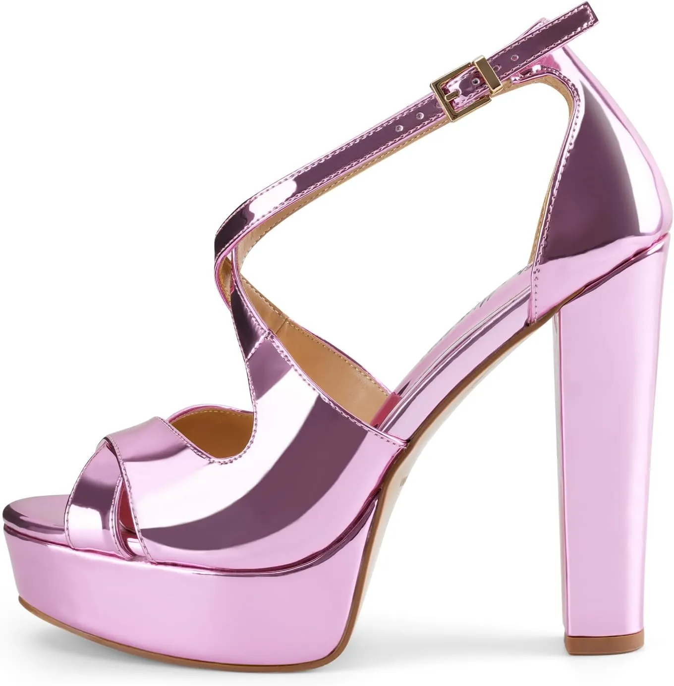 Oh Mispares Wome's Chunky Block High Heel Platform Sandals Peep Toe Sexy Crisscross Strappy Heels for Women Ankle Strap Dress Shoes for Wedding Party Evening Summer