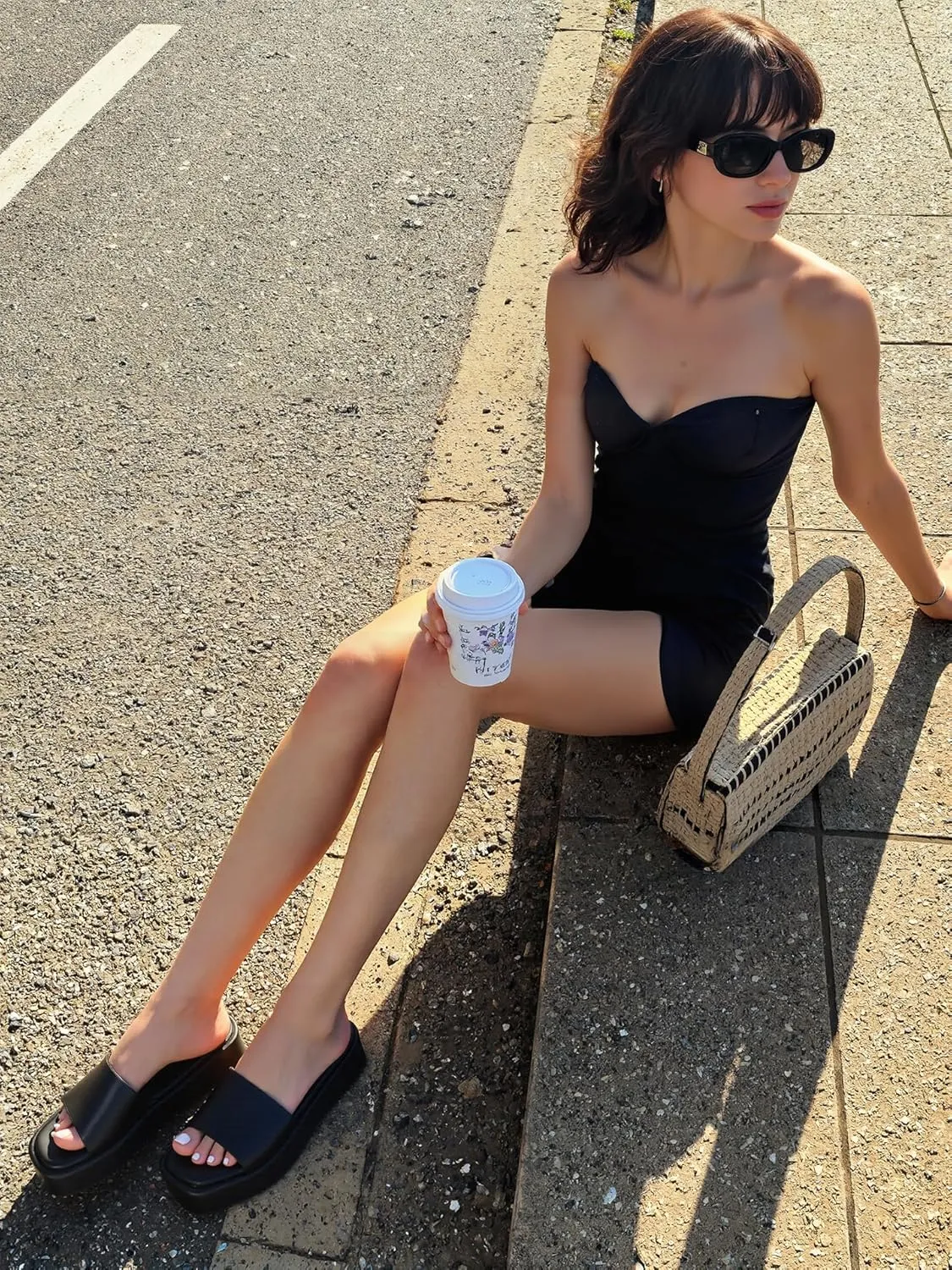Oiamenne Platform Sandals Women Comfortable Open Toe Wedge Sandals Slip On Platform Slides for Women Padded Summer Casual Beach Shoes