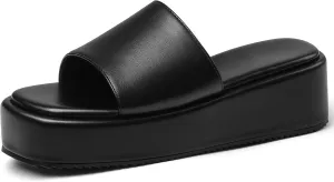 Oiamenne Platform Sandals Women Comfortable Open Toe Wedge Sandals Slip On Platform Slides for Women Padded Summer Casual Beach Shoes