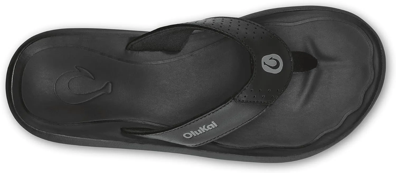OLUKAI Pili Men's Leather Sandals, Sleek & Versatile Design, Comfortable & Waterproof Straps, Arch Support & Everyday Wear