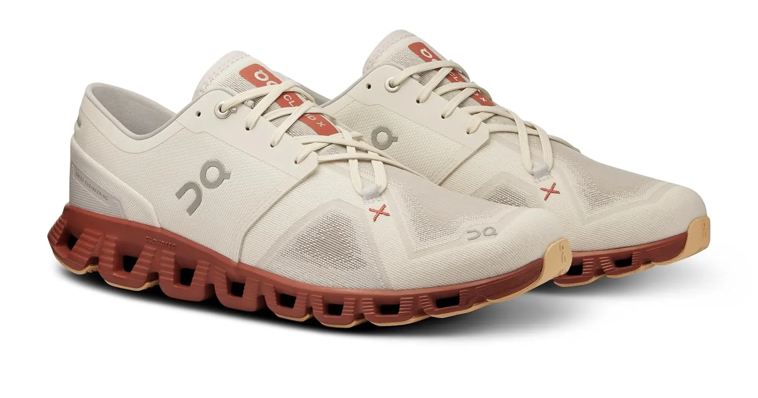 On Cloud X 3 Men's Sneakers, Ice/Auburn, 11 Medium US