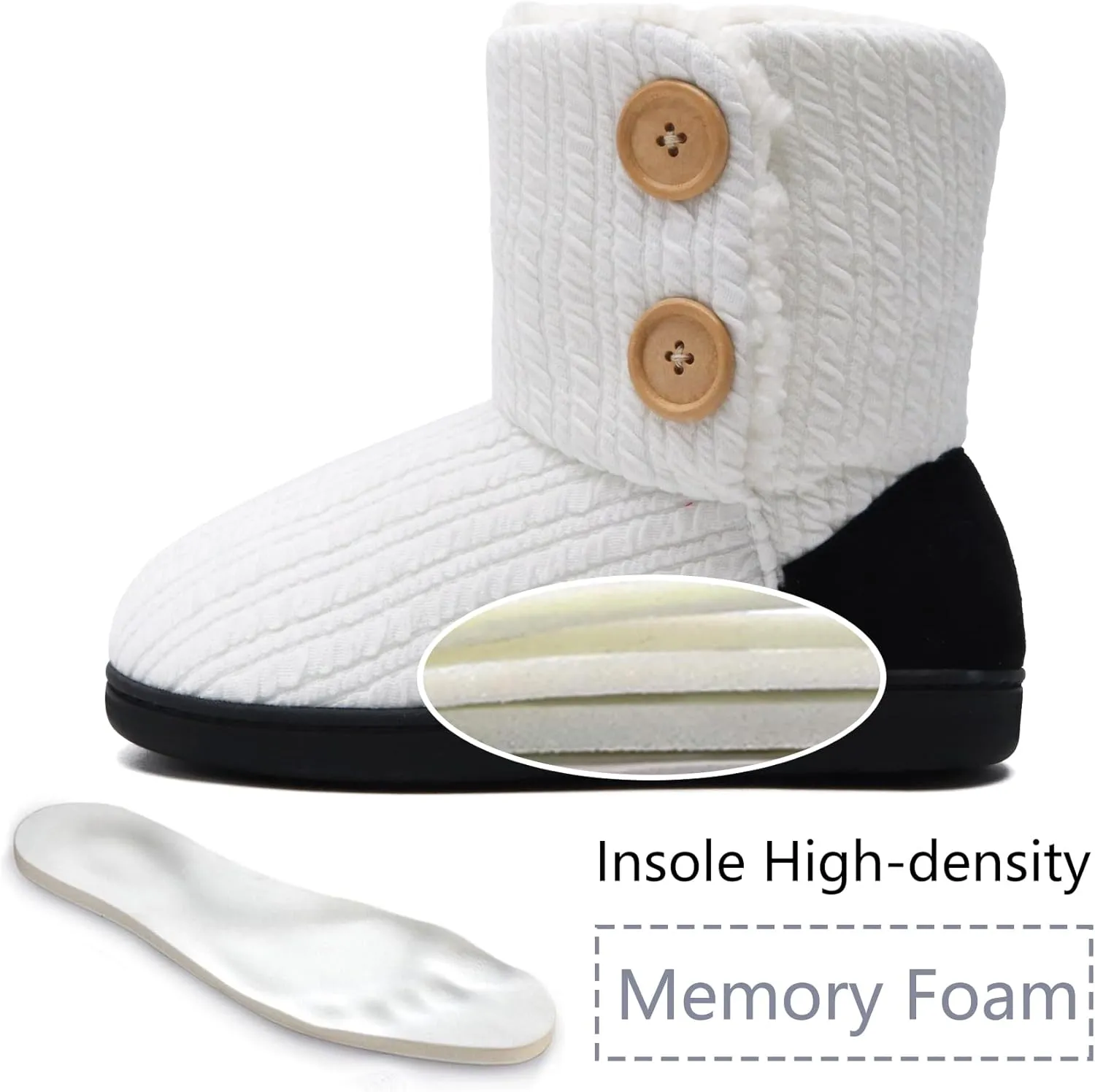 ONCAI Women's Slippers Comfort Knit Boots Winter Warm Outdoor Indoor Shoes