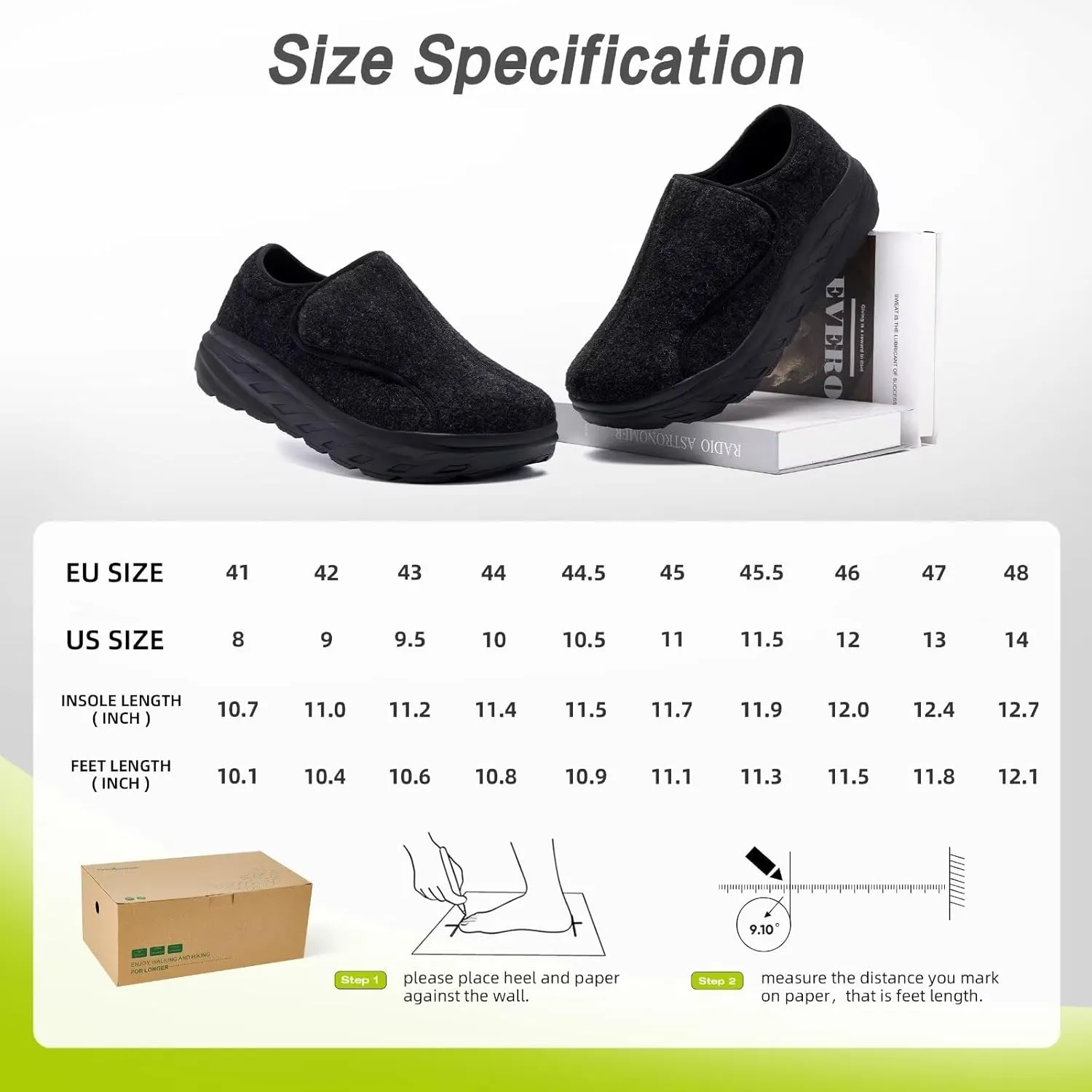 OrthoComfoot Men's Orthopedic Diabetic Wide Walking Shoes: Plantar Fasciitis Arch Support Hook and Loop Comfortable Casual Loafers, Swollen Feet Orthotic Dress Leather Shoes Foot Heel Pain Relief