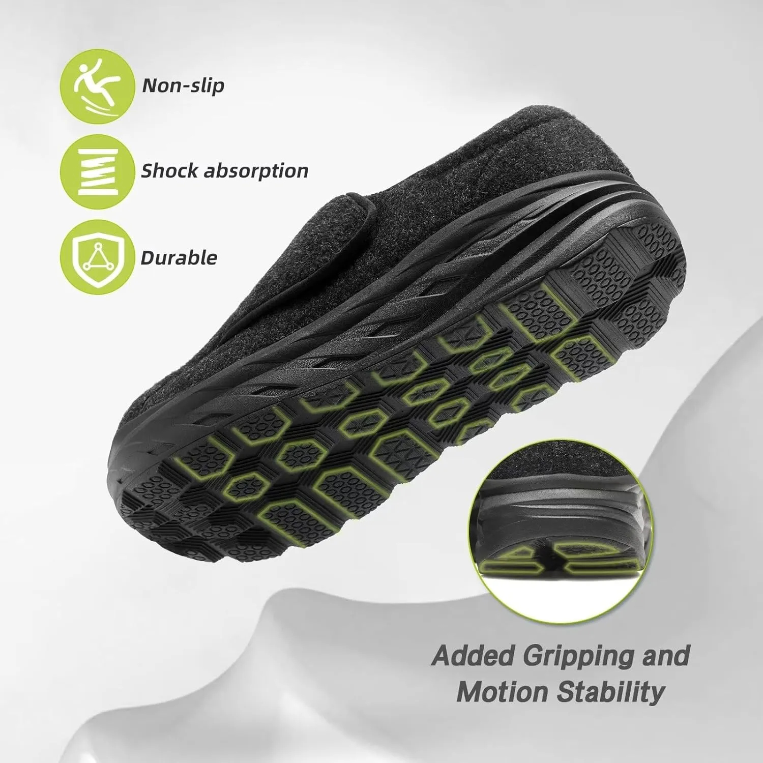 OrthoComfoot Men's Orthopedic Diabetic Wide Walking Shoes: Plantar Fasciitis Arch Support Hook and Loop Comfortable Casual Loafers, Swollen Feet Orthotic Dress Leather Shoes Foot Heel Pain Relief