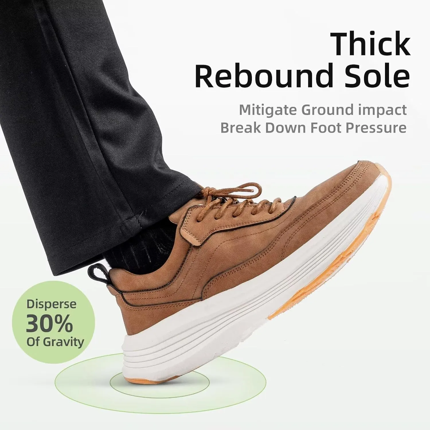 OrthoComfoot Men's Orthopedic Leather Dress Walking Shoes: Comfortable Arch Support Oxfords for Plantar Fasciitis, Casual Orthotic Thick Sole Sneakers for Foot and Heel Pain Relief