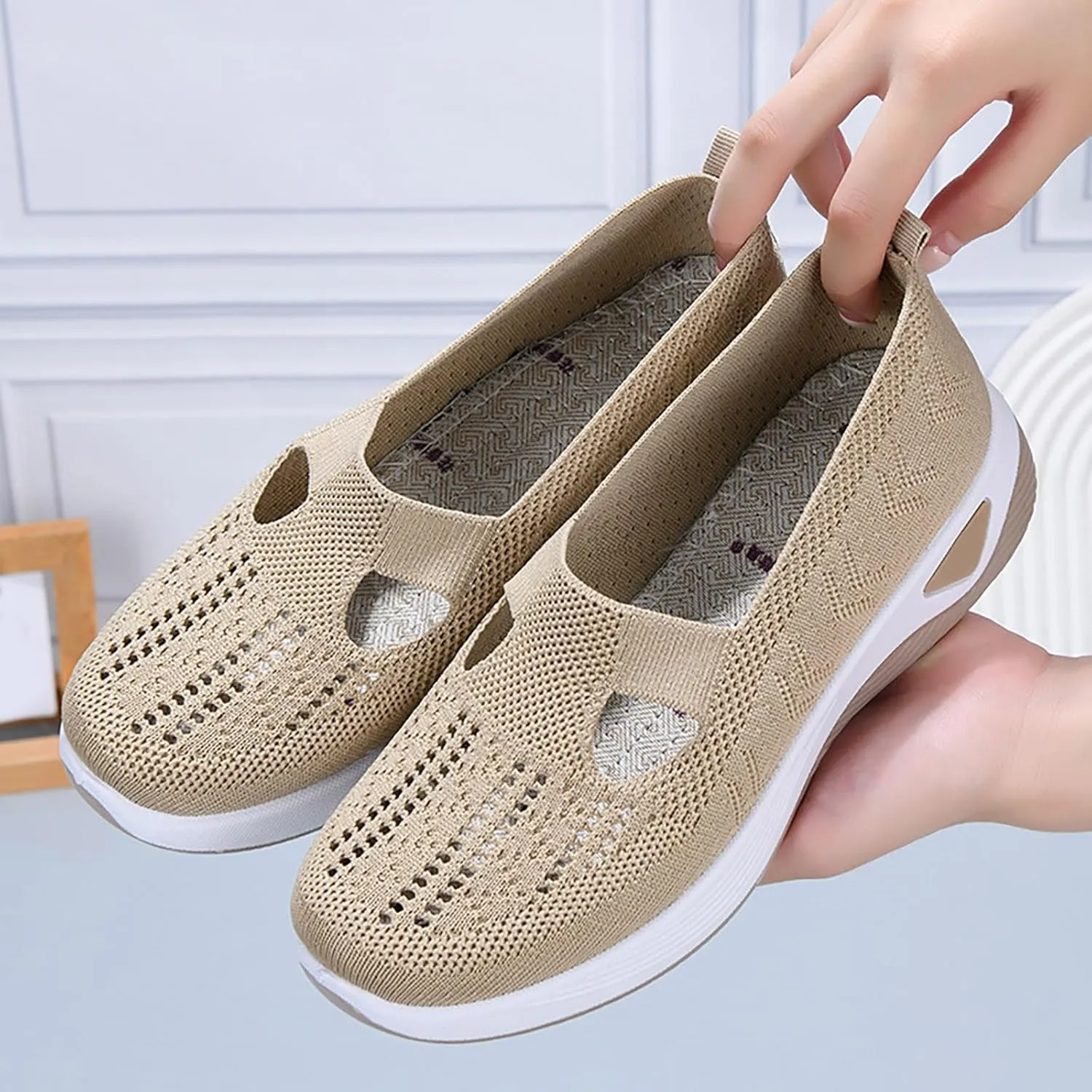 Orthopedic Shoes for Women Breathable Soft Slip On Mens Dress Shoes Lightweight Business Casual Shoes Wedge Sneakers Slip On Tennis Shoe Loafers Dress Shoe