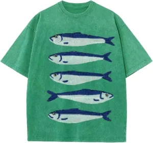 Oversized Graphic Tees for Women Y2k Fisherman Aesthetic Graphic Fish Print T-Shirts Streetwear Summer 2025