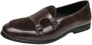 Patchwork Suede Leather Shoes British Low Top Non Slip Walking Men's Slip On Dress Casual Loafers Shoes Soft Sole Bean Shoes